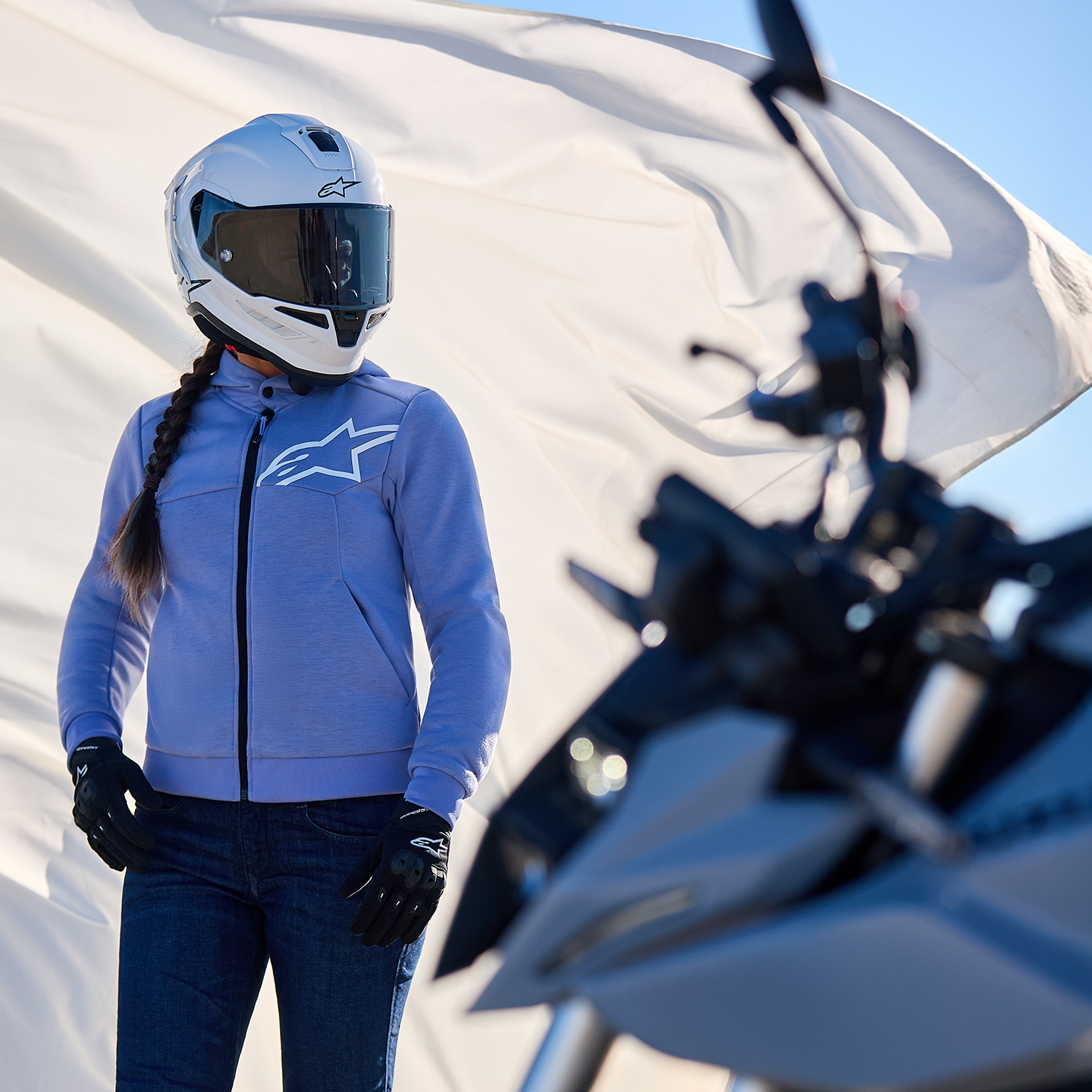 アルパインスターズ STELLA CHROME SPORT HOODIE パーカー ブラック/フクシャ S 女性用 バイク ツーリング プロテクター レディース