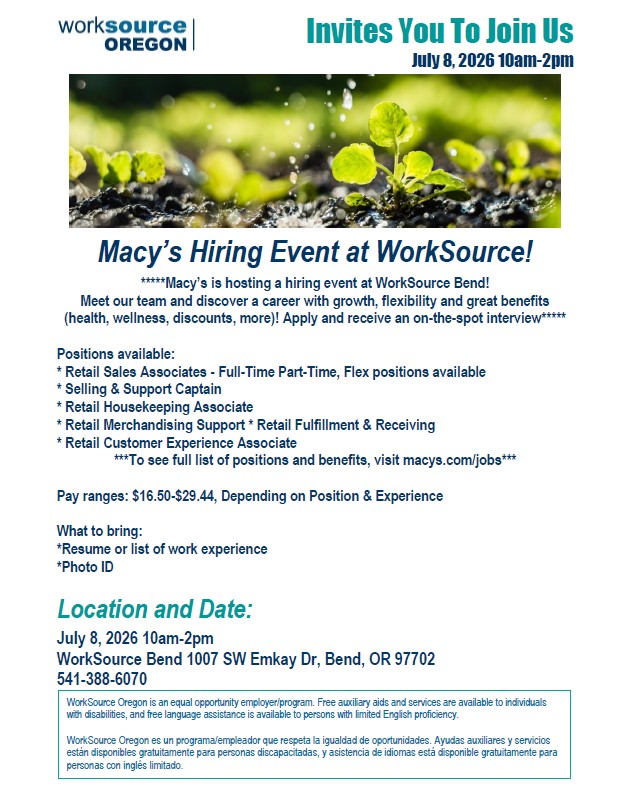 2026-07-08-Macys Hiring Event flyer