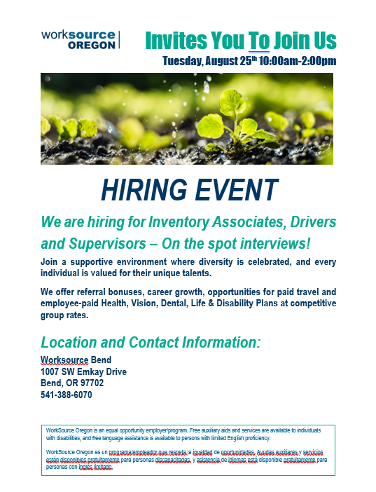 WIS Hiring Event flyer