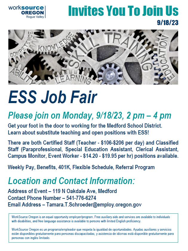 ESS Job Fair Flyer 9.18.23