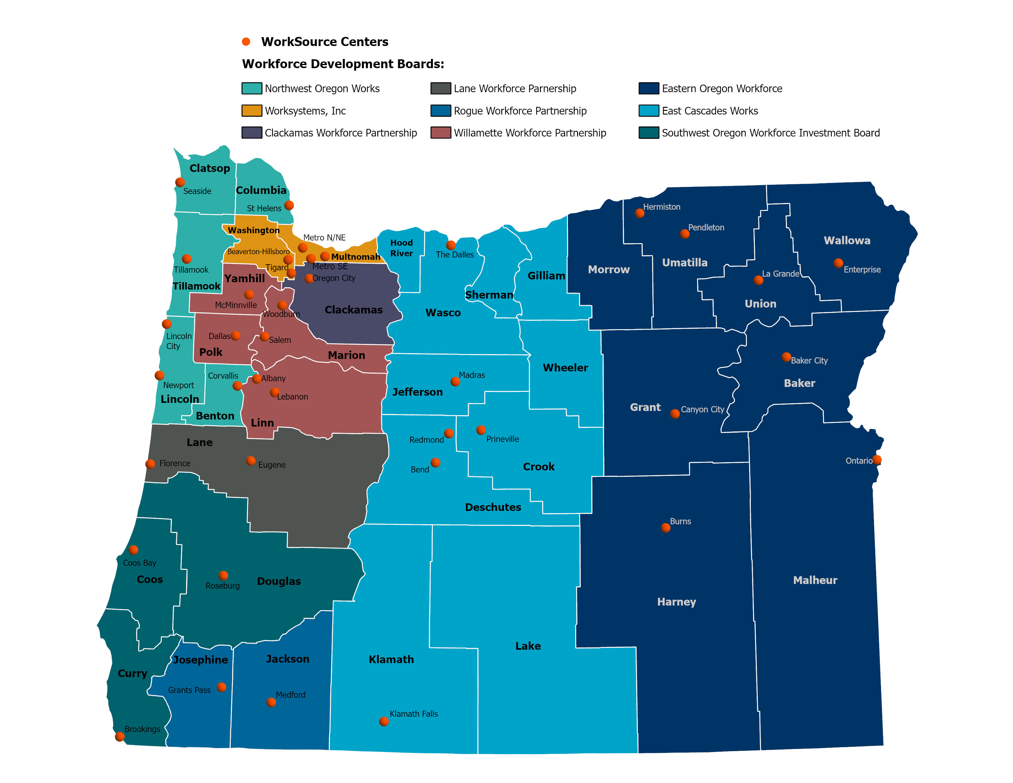 WorkSource Oregon Center Map
